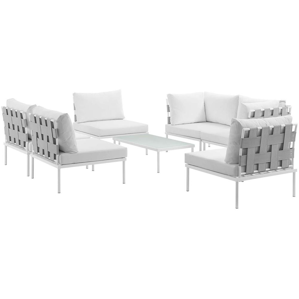 Harmony 7 Piece Outdoor Patio Aluminum Sectional Sofa Set. The main picture.