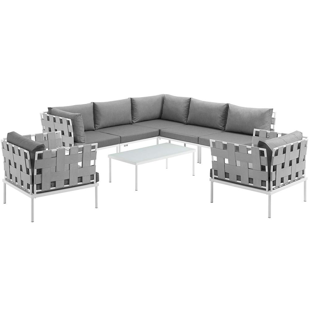 Harmony 8 Piece Outdoor Patio Aluminum Sectional Sofa Set. Picture 1