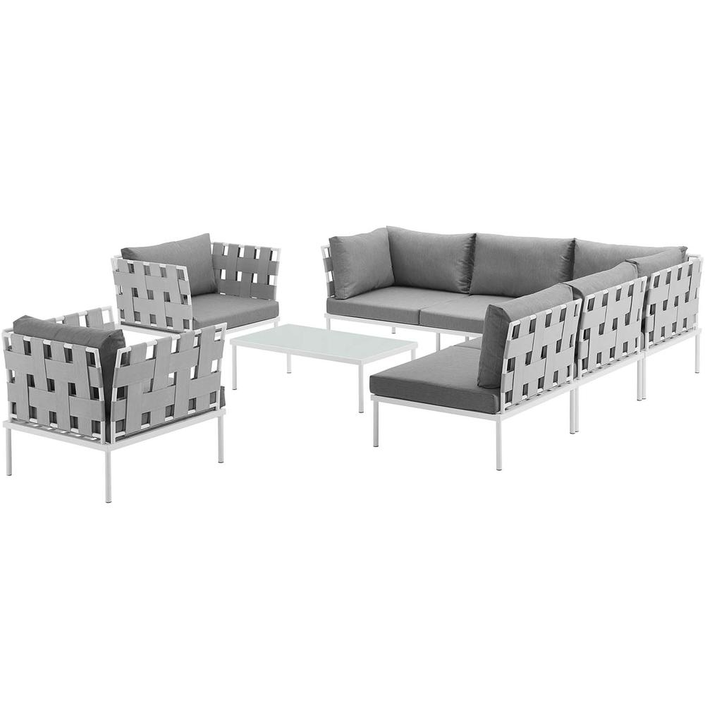 Harmony 8 Piece Outdoor Patio Aluminum Sectional Sofa Set. Picture 3