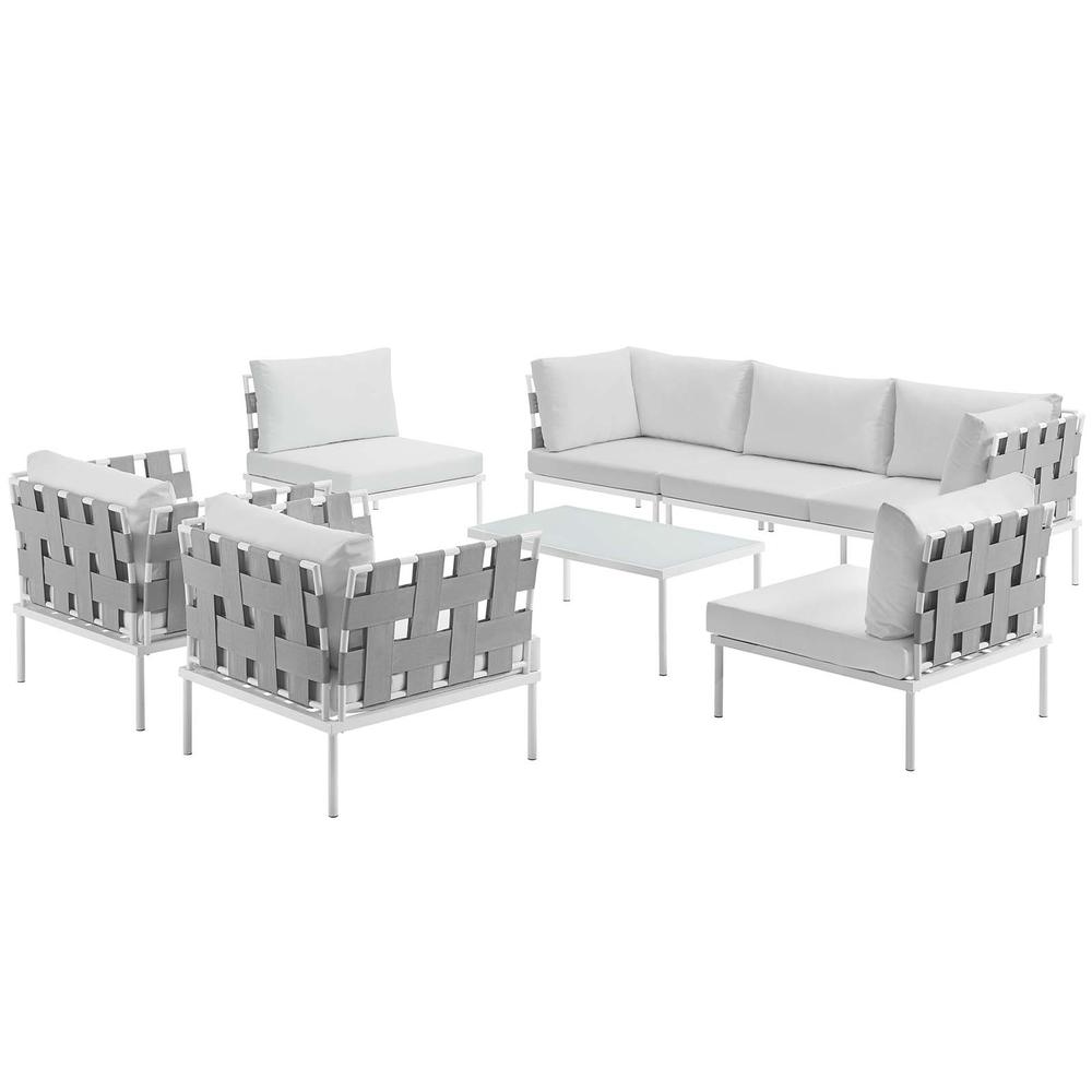 Harmony 8 Piece Outdoor Patio Aluminum Sectional Sofa Set. Picture 3