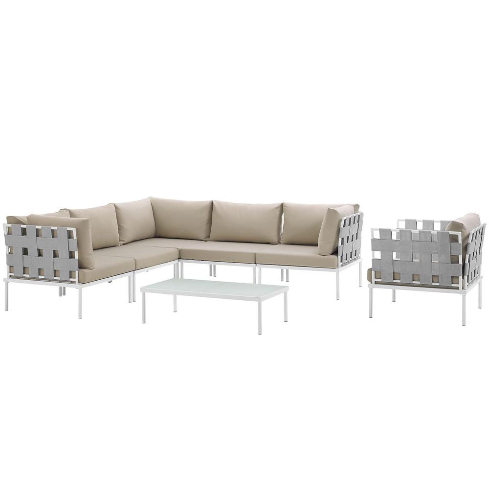 Harmony 7 Piece Outdoor Patio Aluminum Sectional Sofa Set. Picture 2