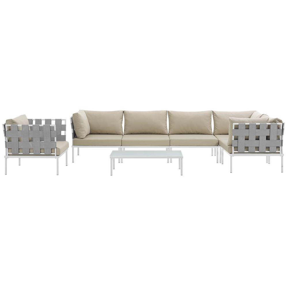 Harmony 7 Piece Outdoor Patio Aluminum Sectional Sofa Set. Picture 4