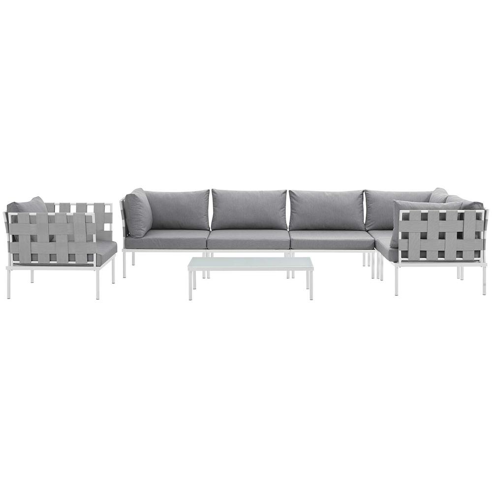 Harmony 7 Piece Outdoor Patio Aluminum Sectional Sofa Set. Picture 3