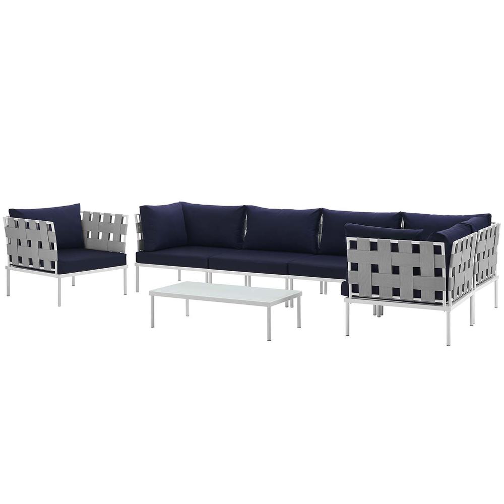 Harmony 7 Piece Outdoor Patio Aluminum Sectional Sofa Set. Picture 2