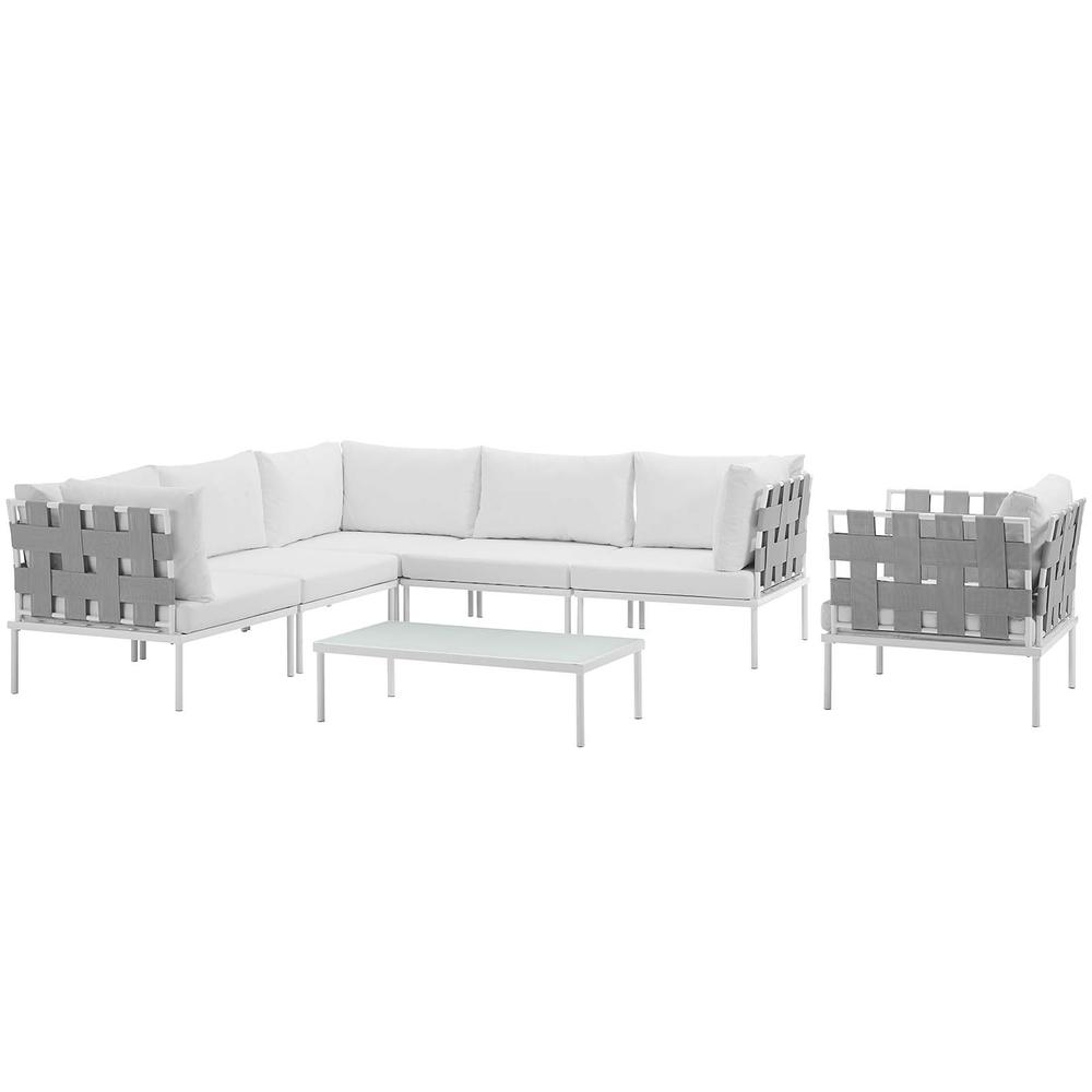 Harmony 7 Piece Outdoor Patio Aluminum Sectional Sofa Set. The main picture.