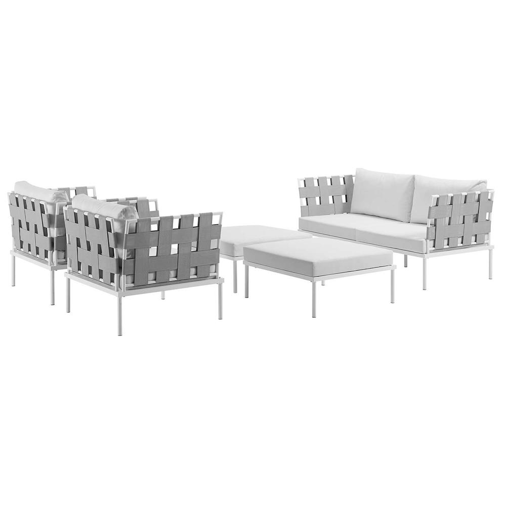 Harmony 5 Piece Outdoor Patio Aluminum Sectional Sofa Set. Picture 3