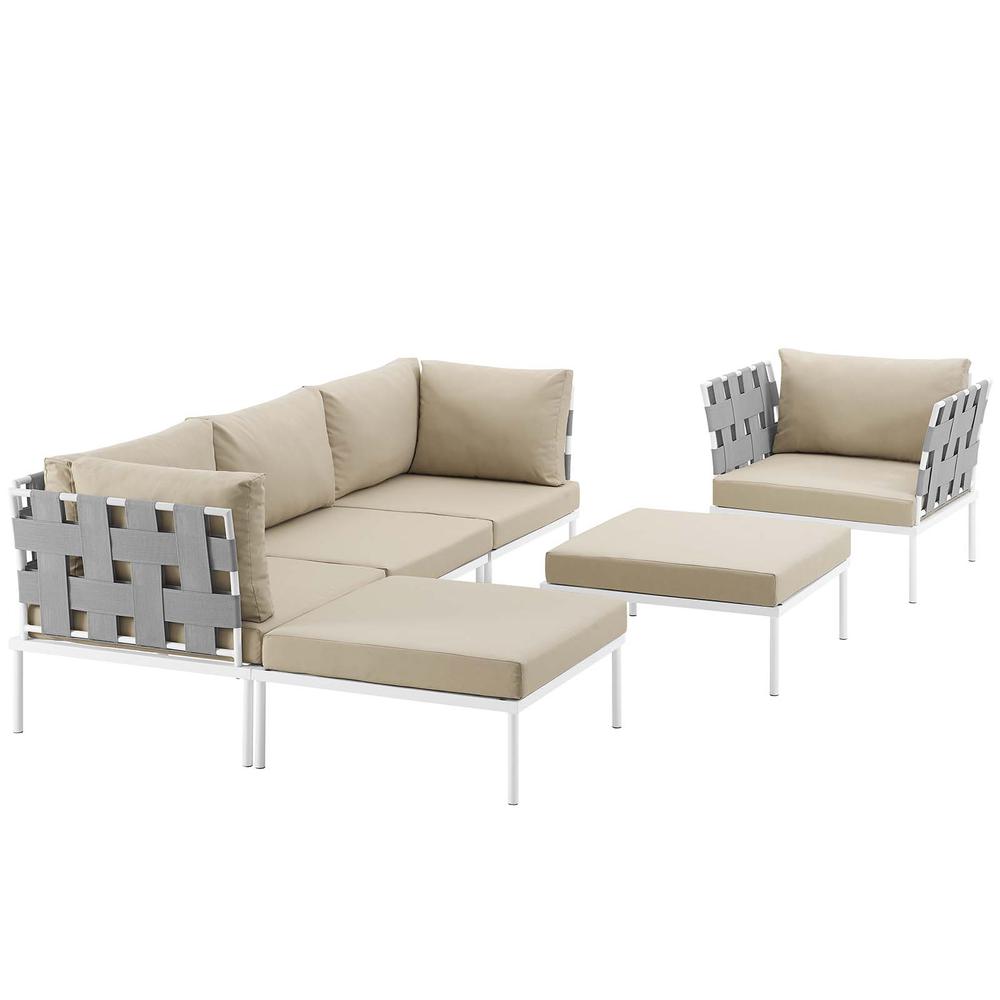 Harmony 6 Piece Outdoor Patio Aluminum Sectional Sofa Set. Picture 1