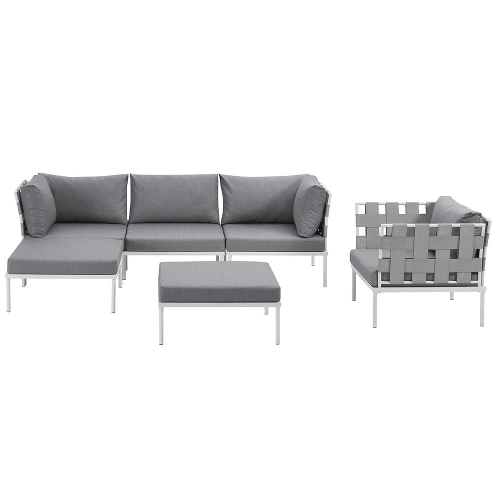 Harmony 6 Piece Outdoor Patio Aluminum Sectional Sofa Set. Picture 3