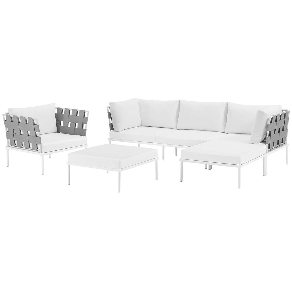 Harmony 6 Piece Outdoor Patio Aluminum Sectional Sofa Set. Picture 2