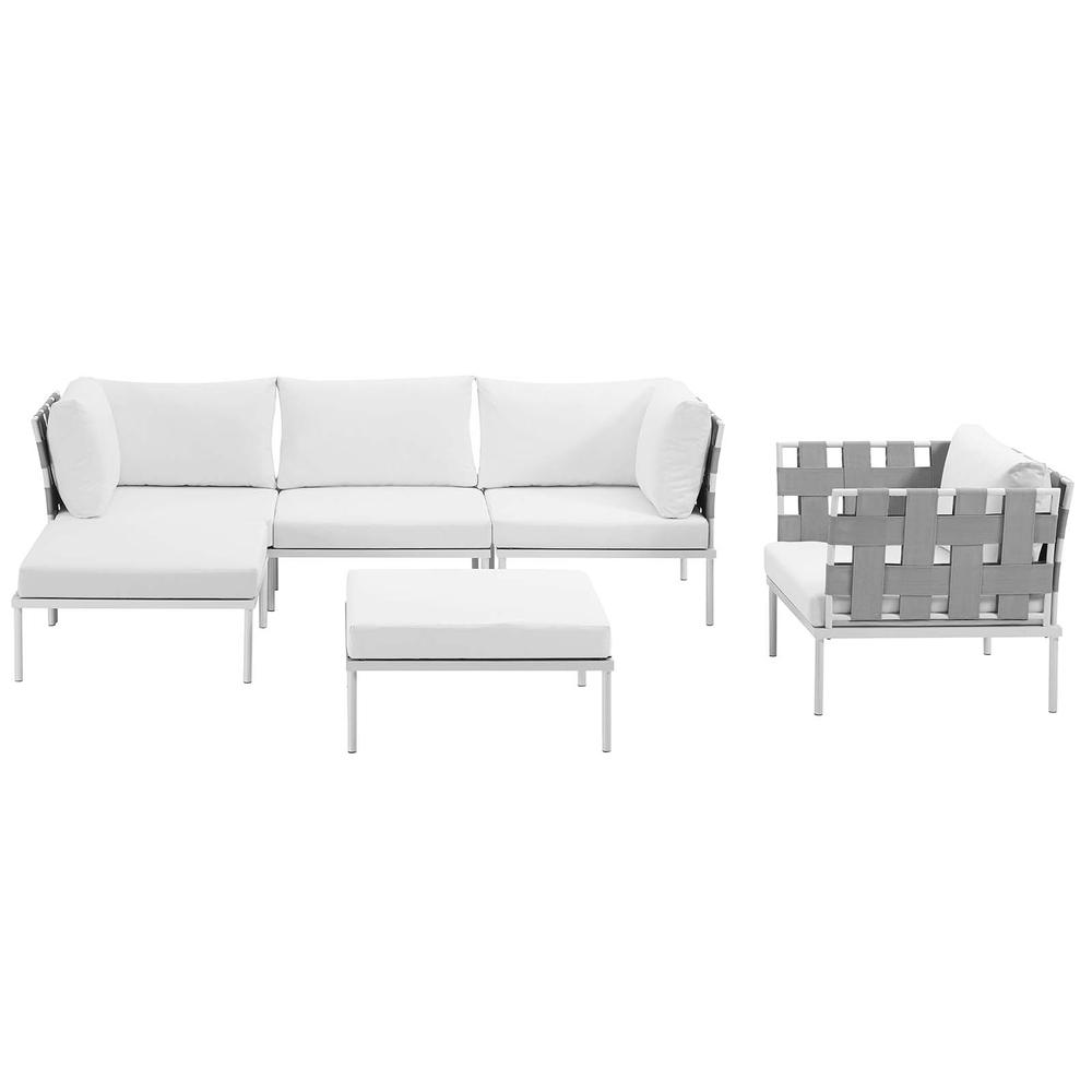 Harmony 6 Piece Outdoor Patio Aluminum Sectional Sofa Set. Picture 4