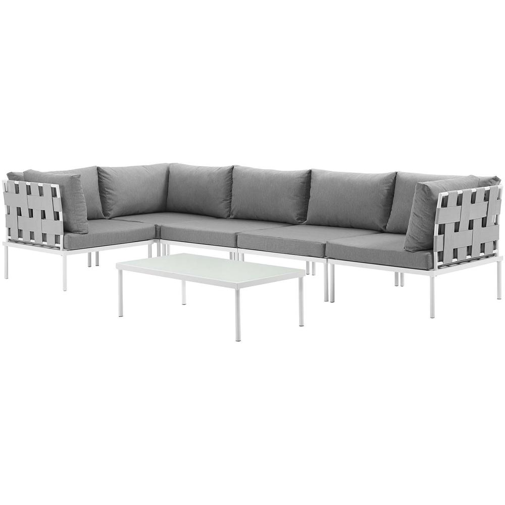Harmony 6 Piece Outdoor Patio Aluminum Sectional Sofa Set. Picture 3