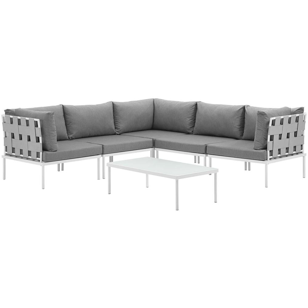 Harmony 6 Piece Outdoor Patio Aluminum Sectional Sofa Set. Picture 4