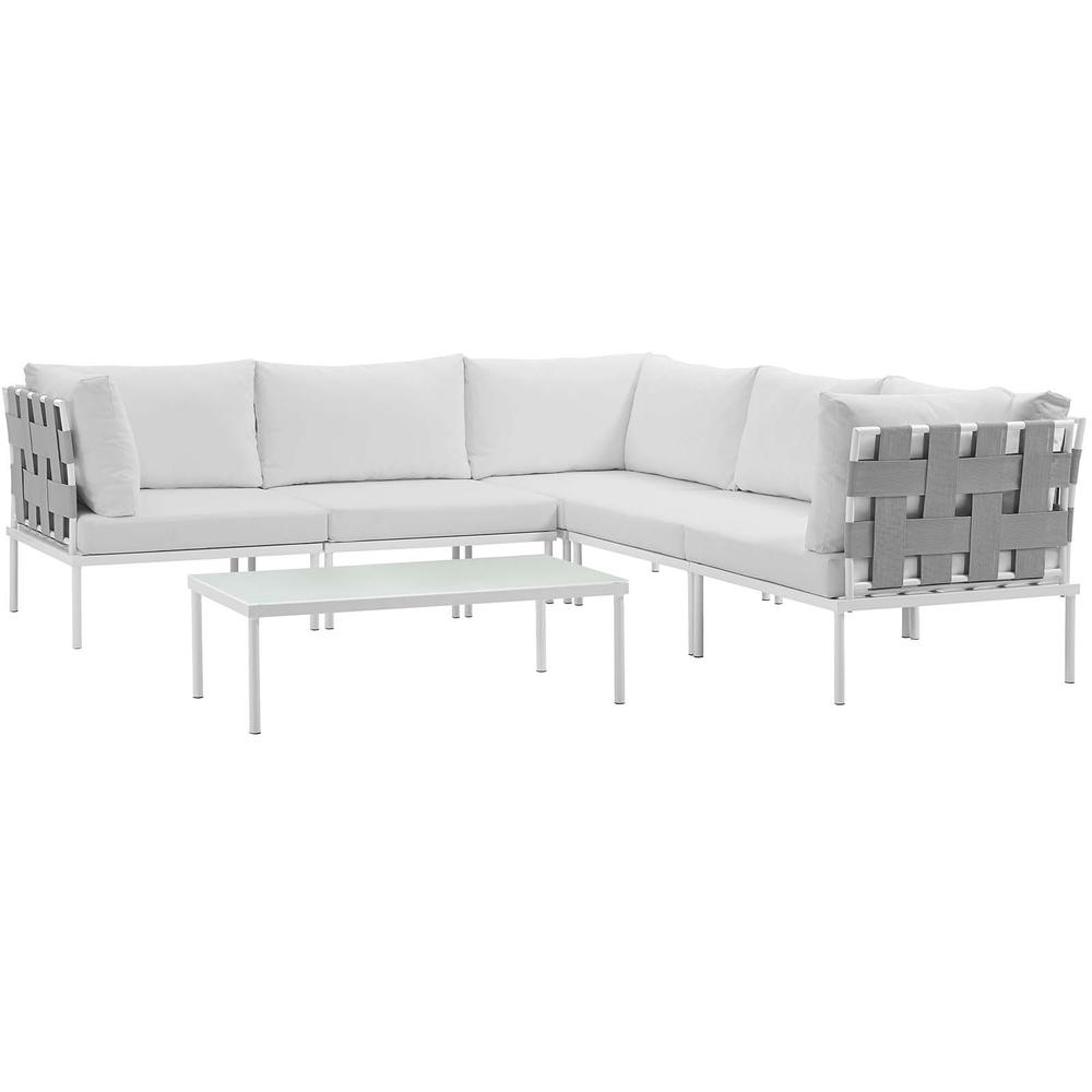 Harmony 6 Piece Outdoor Patio Aluminum Sectional Sofa Set. Picture 1