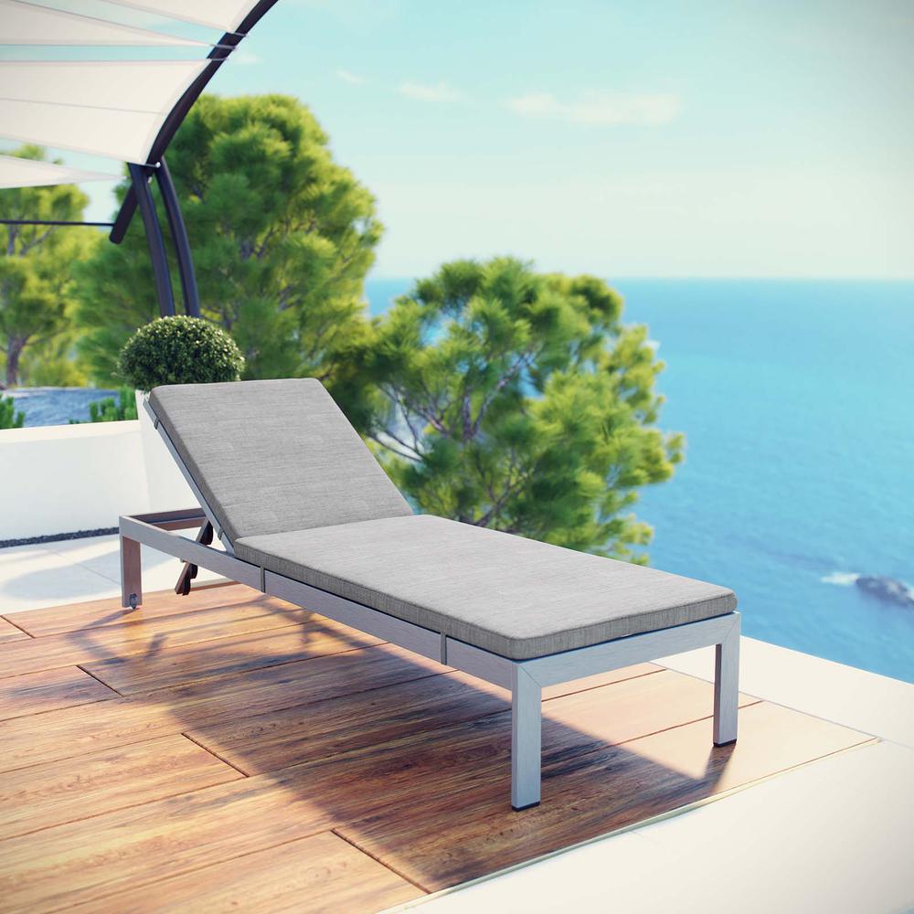 Shore Outdoor Patio Aluminum Chaise with Cushions. Picture 6