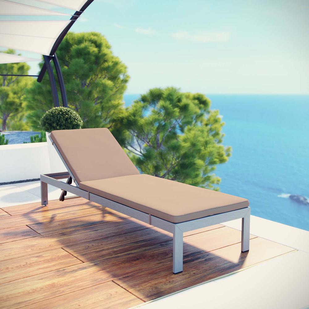 Shore Outdoor Patio Aluminum Chaise with Cushions. Picture 6