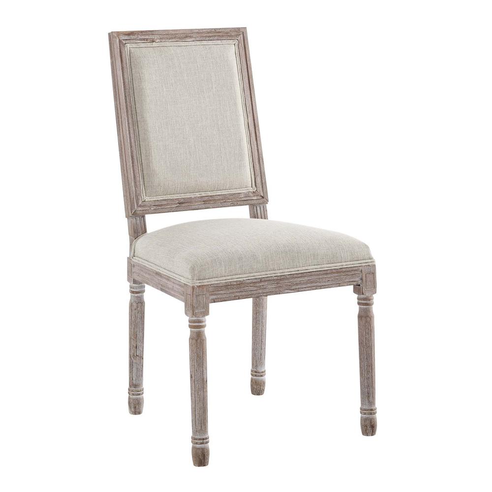 Court Vintage French Upholstered Fabric Dining Side Chair. Picture 1