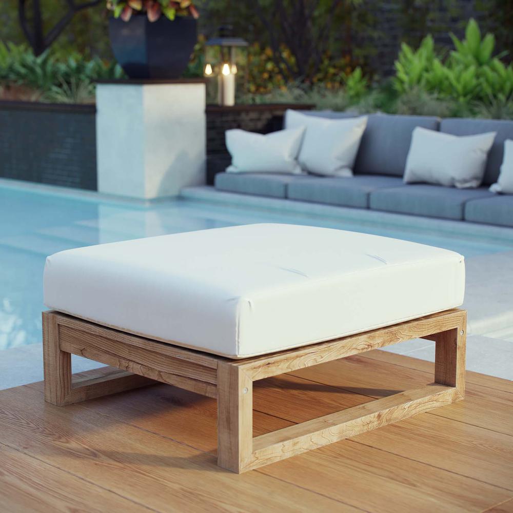 Upland Outdoor Patio Teak Ottoman. Picture 4