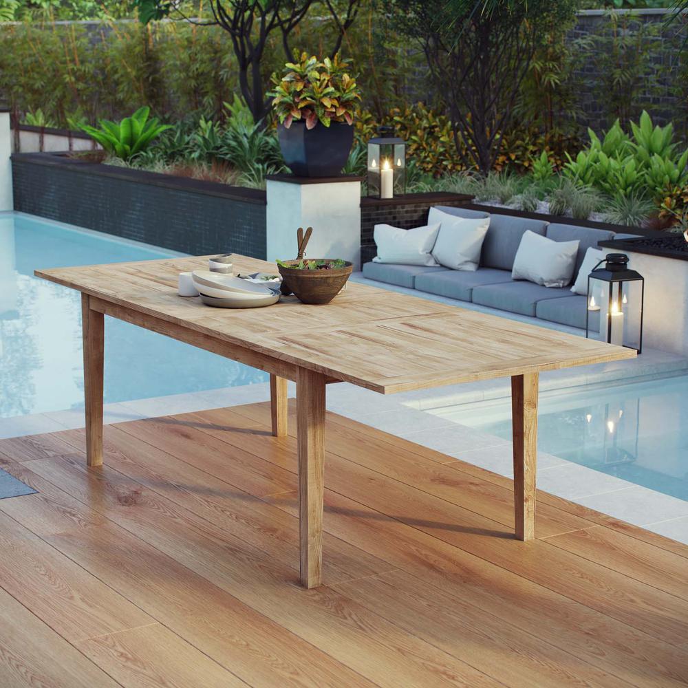 Marina Extendable Outdoor Patio Teak Dining Table. Picture 9