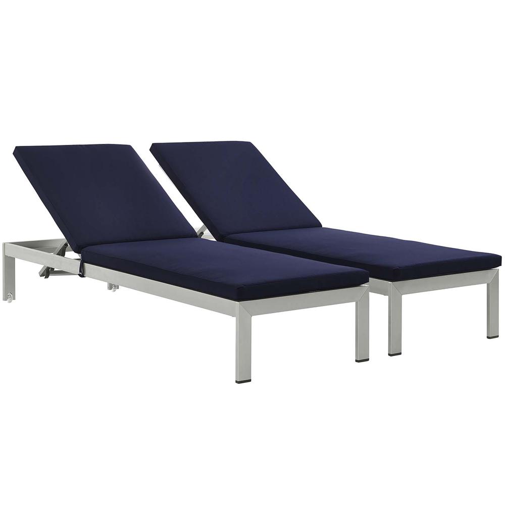 Shore Chaise with Cushions Outdoor Patio Aluminum Set of 2. The main picture.