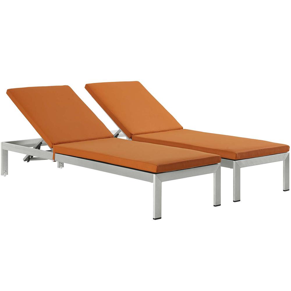 Shore Chaise with Cushions Outdoor Patio Aluminum Set of 2. Picture 1