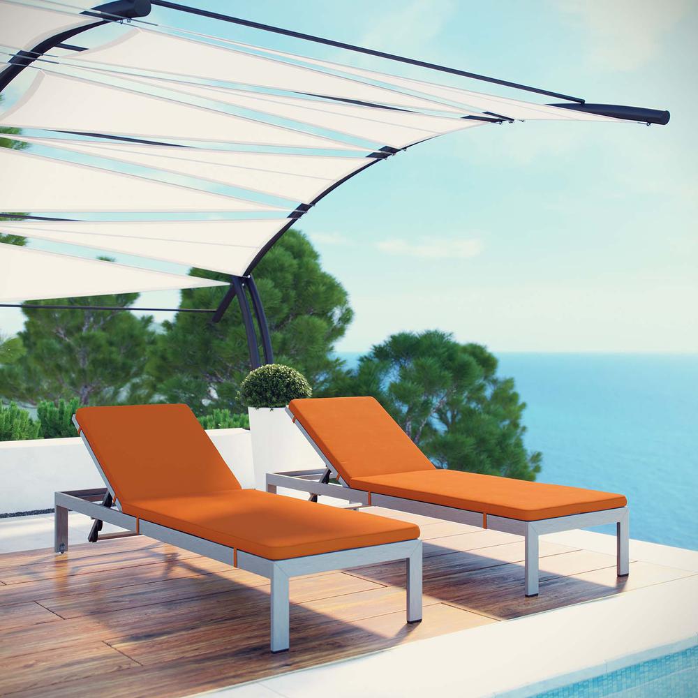 Shore Chaise with Cushions Outdoor Patio Aluminum Set of 2. Picture 6