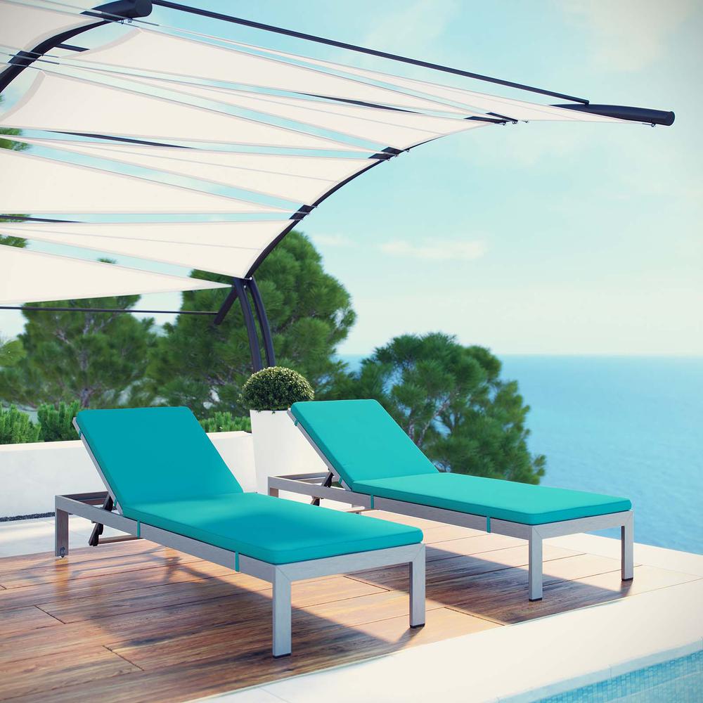 Shore Chaise with Cushions Outdoor Patio Aluminum Set of 2. Picture 7