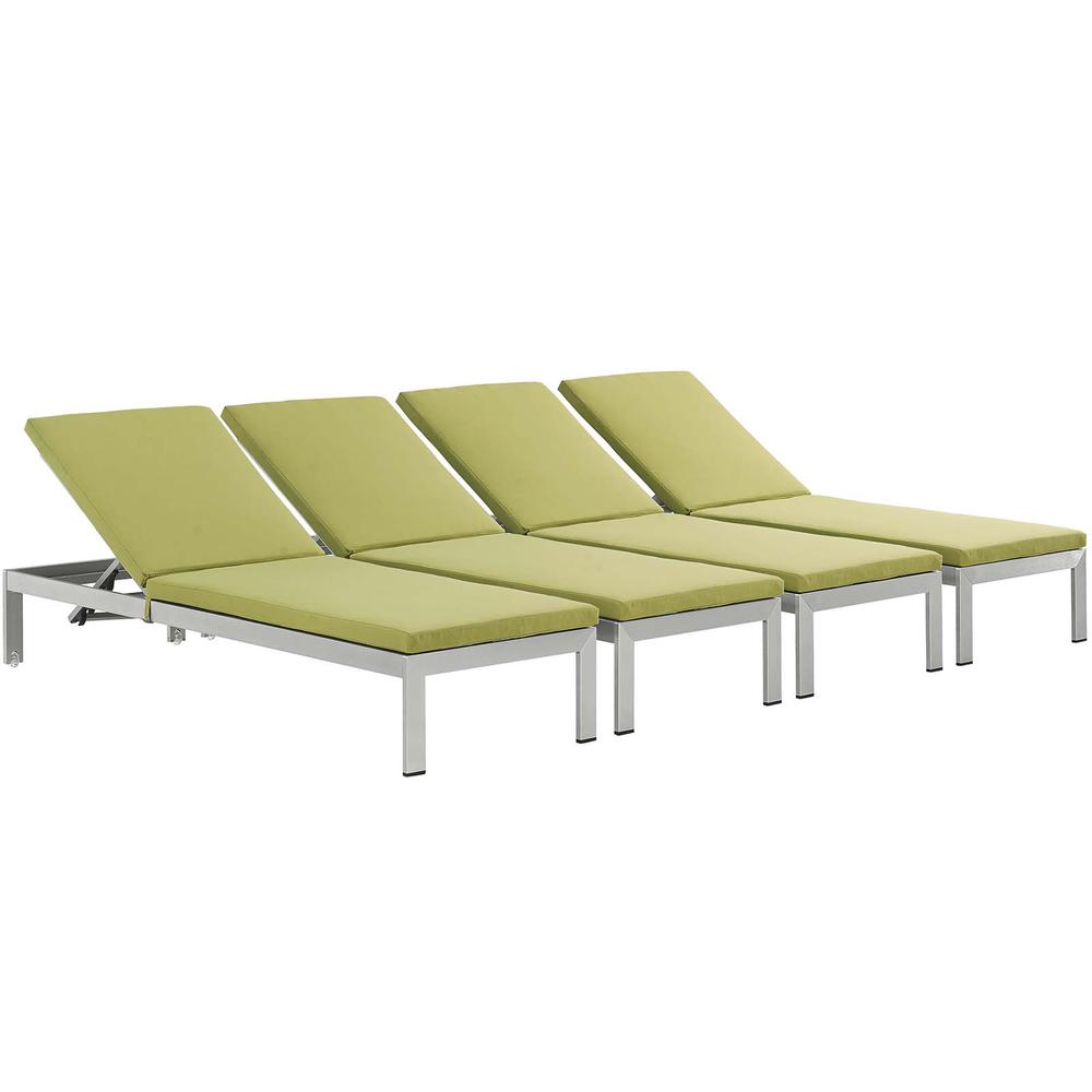 Shore Chaise with Cushions Outdoor Patio Aluminum Set of 4. Picture 1
