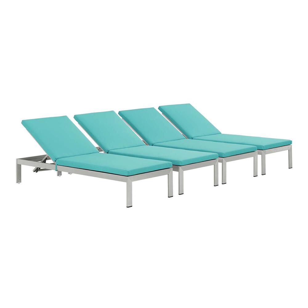 Shore Chaise with Cushions Outdoor Patio Aluminum Set of 4. Picture 1
