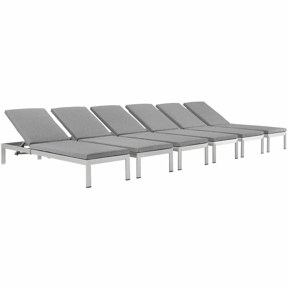 Shore Chaise with Cushions Outdoor Patio Aluminum Set of 6. Picture 1