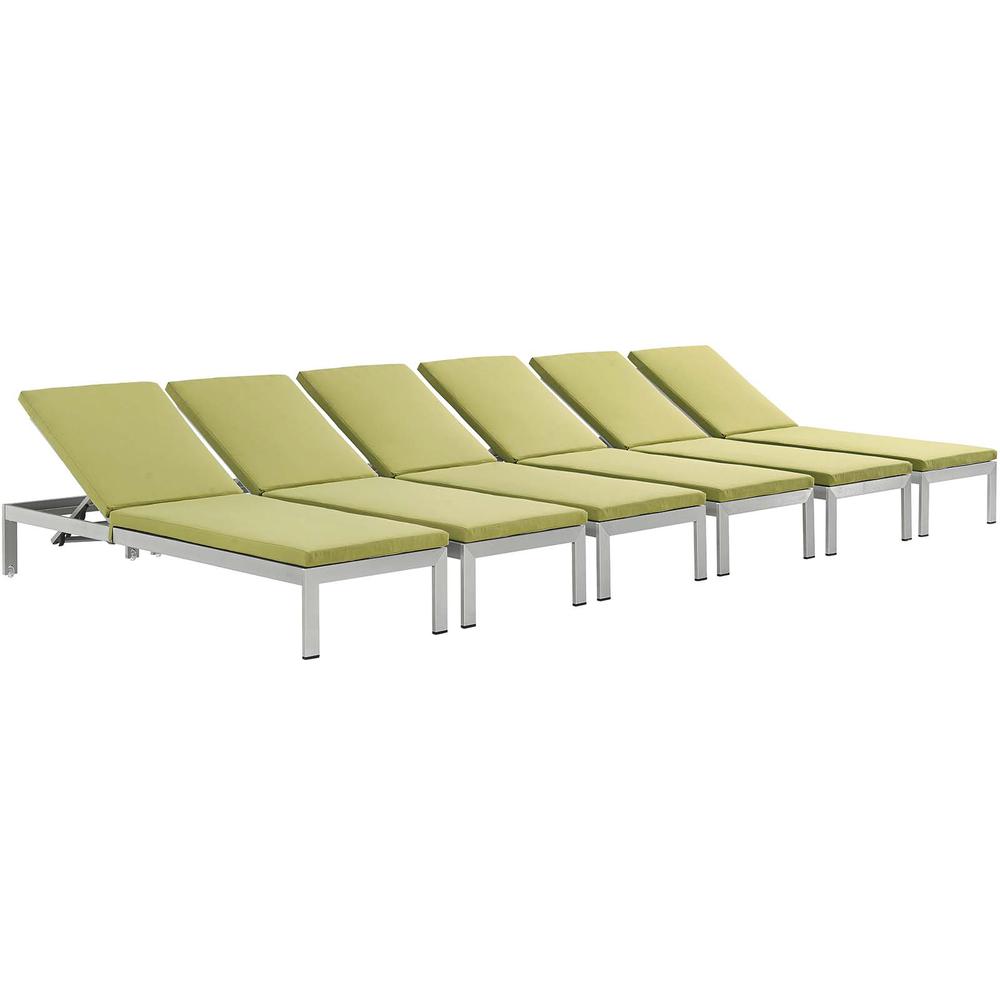 Shore Chaise with Cushions Outdoor Patio Aluminum Set of 6. Picture 1
