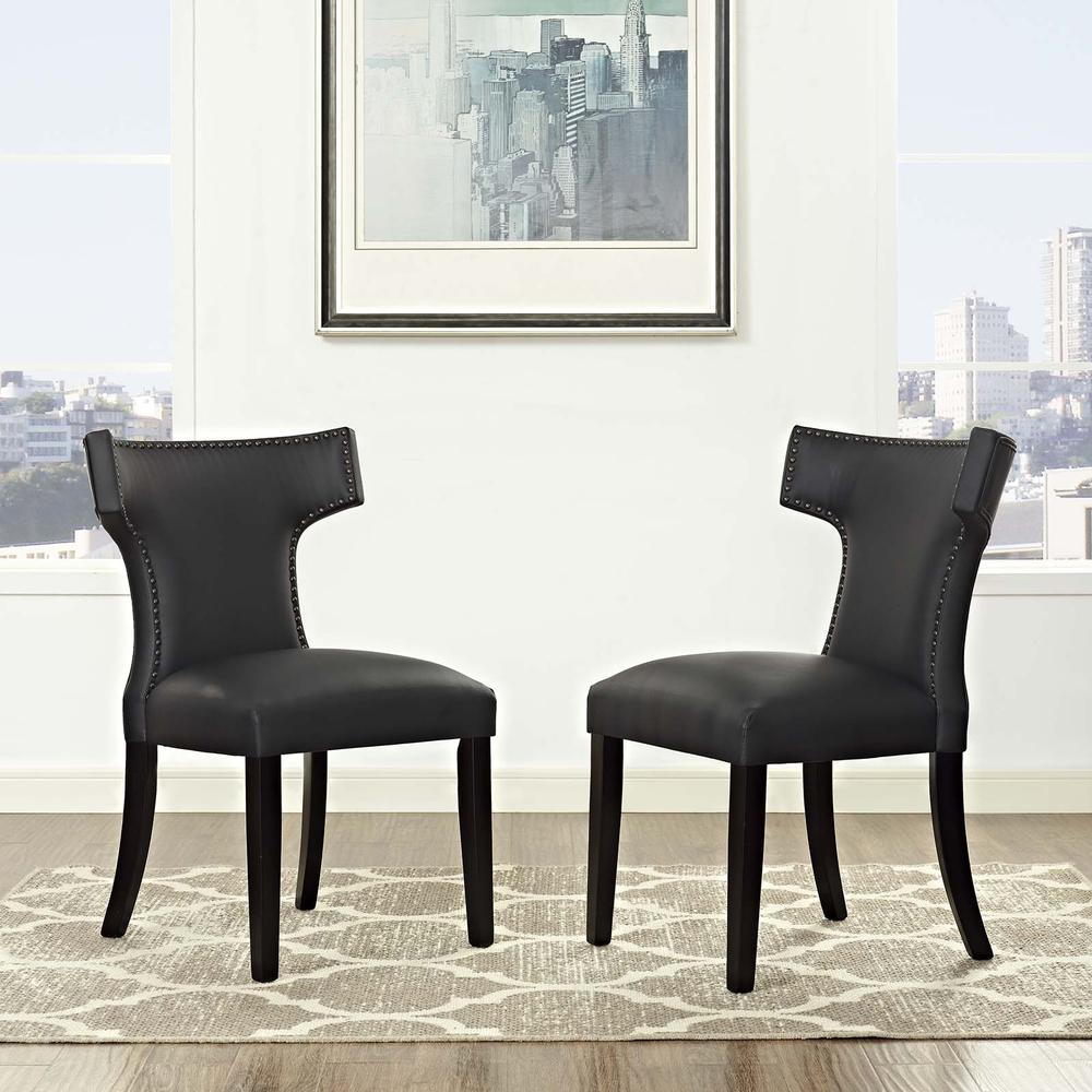 Curve Dining Side Chair Vinyl Set of 2. Picture 5