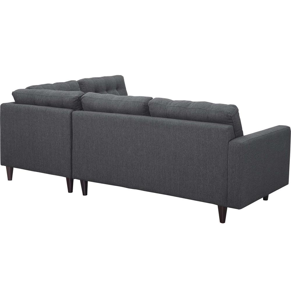 Empress 2 Piece Upholstered Fabric Right Facing Bumper Sectional. Picture 2
