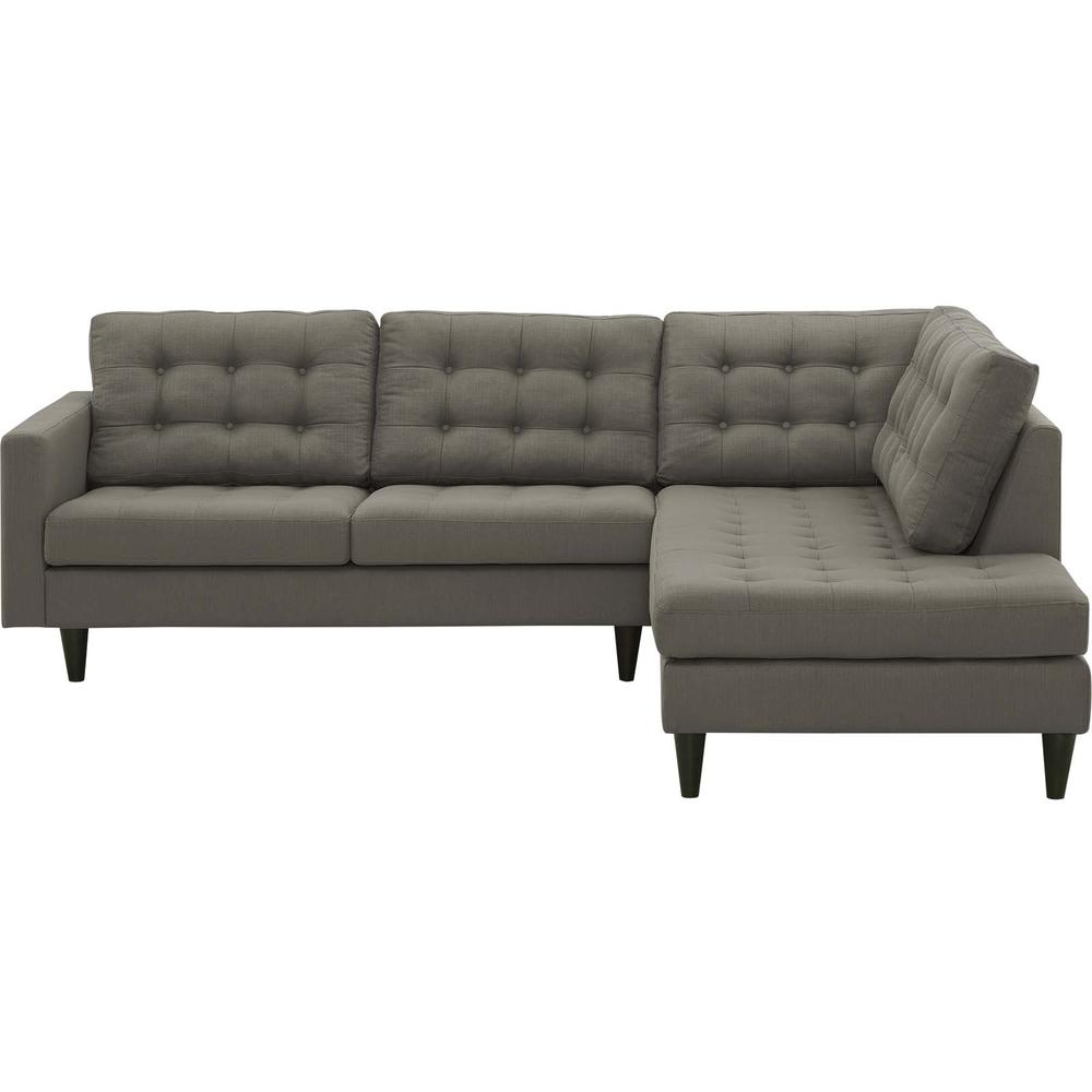 Empress 2 Piece Upholstered Fabric Right Facing Bumper Sectional. Picture 3