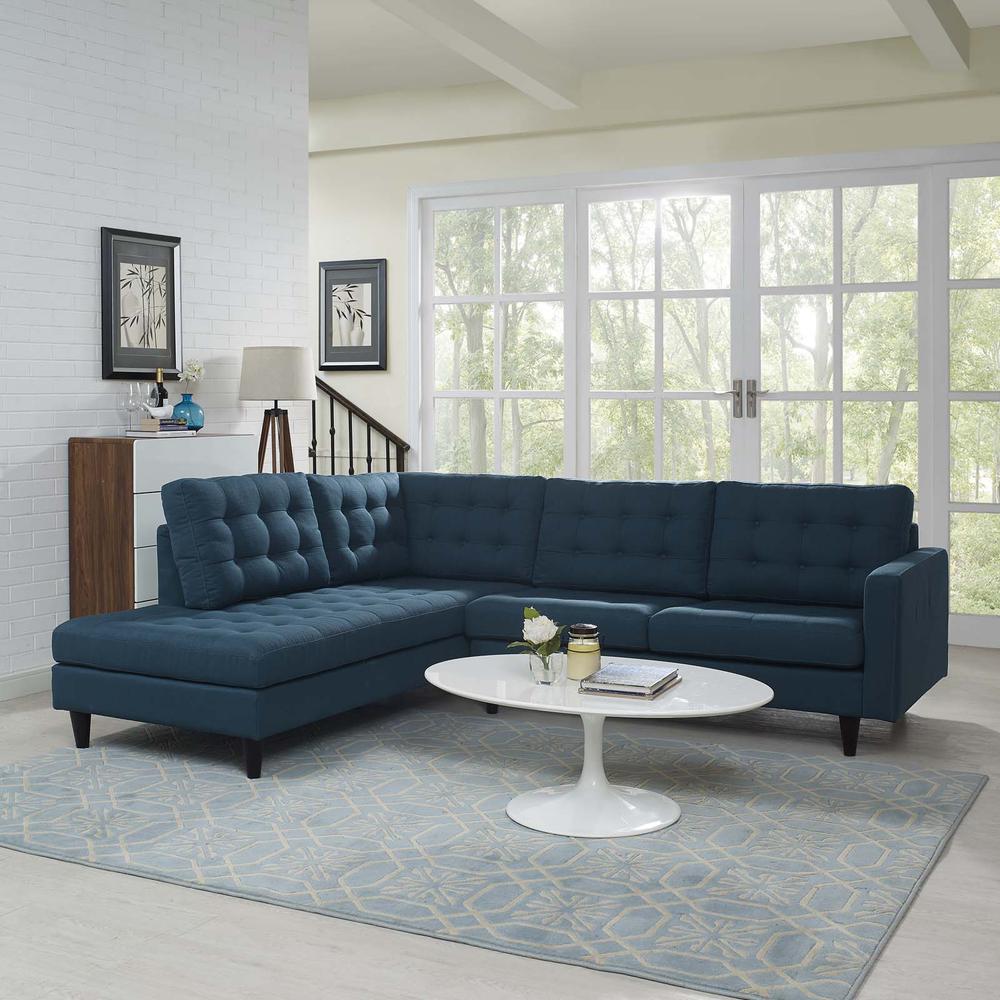Empress 2 Piece Upholstered Fabric Left Facing Bumper Sectional. Picture 8