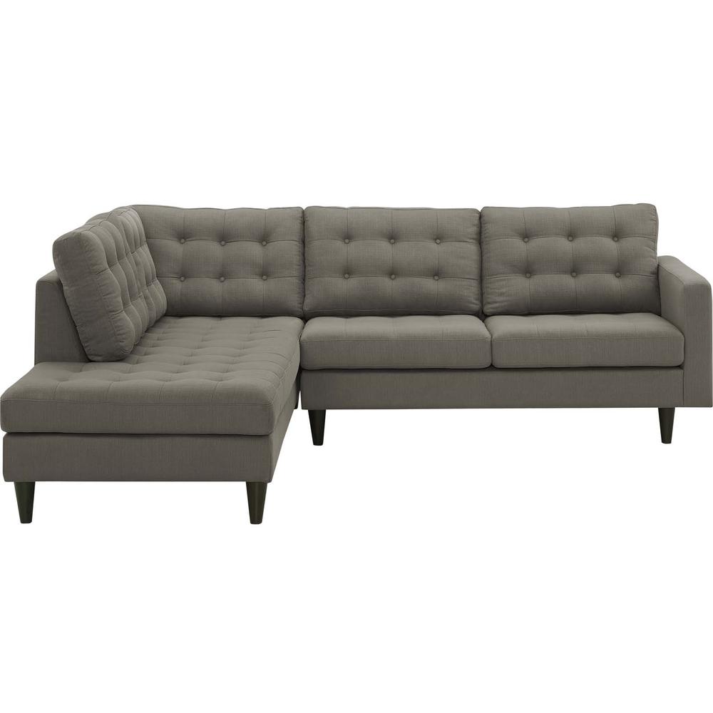 Empress 2 Piece Upholstered Fabric Left Facing Bumper Sectional. Picture 1