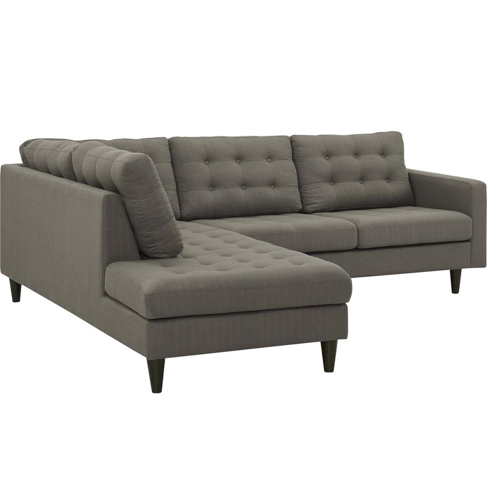 Empress 2 Piece Upholstered Fabric Left Facing Bumper Sectional. Picture 3