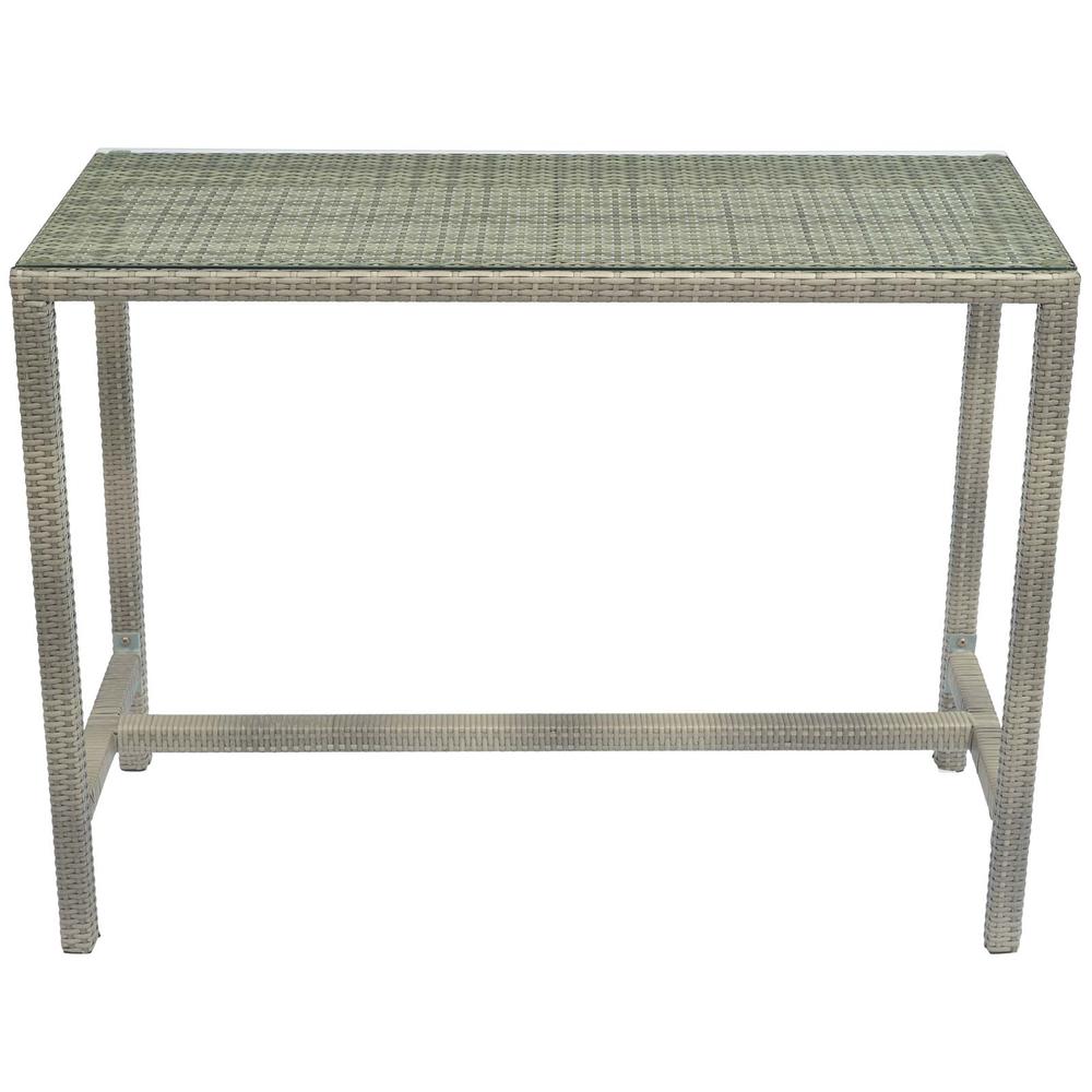 Conduit Outdoor Patio Wicker Rattan Large Bar Table. Picture 3