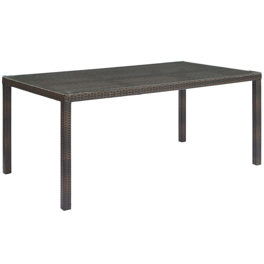 Conduit 70" Outdoor Patio Wicker Rattan Dining Table. Picture 1