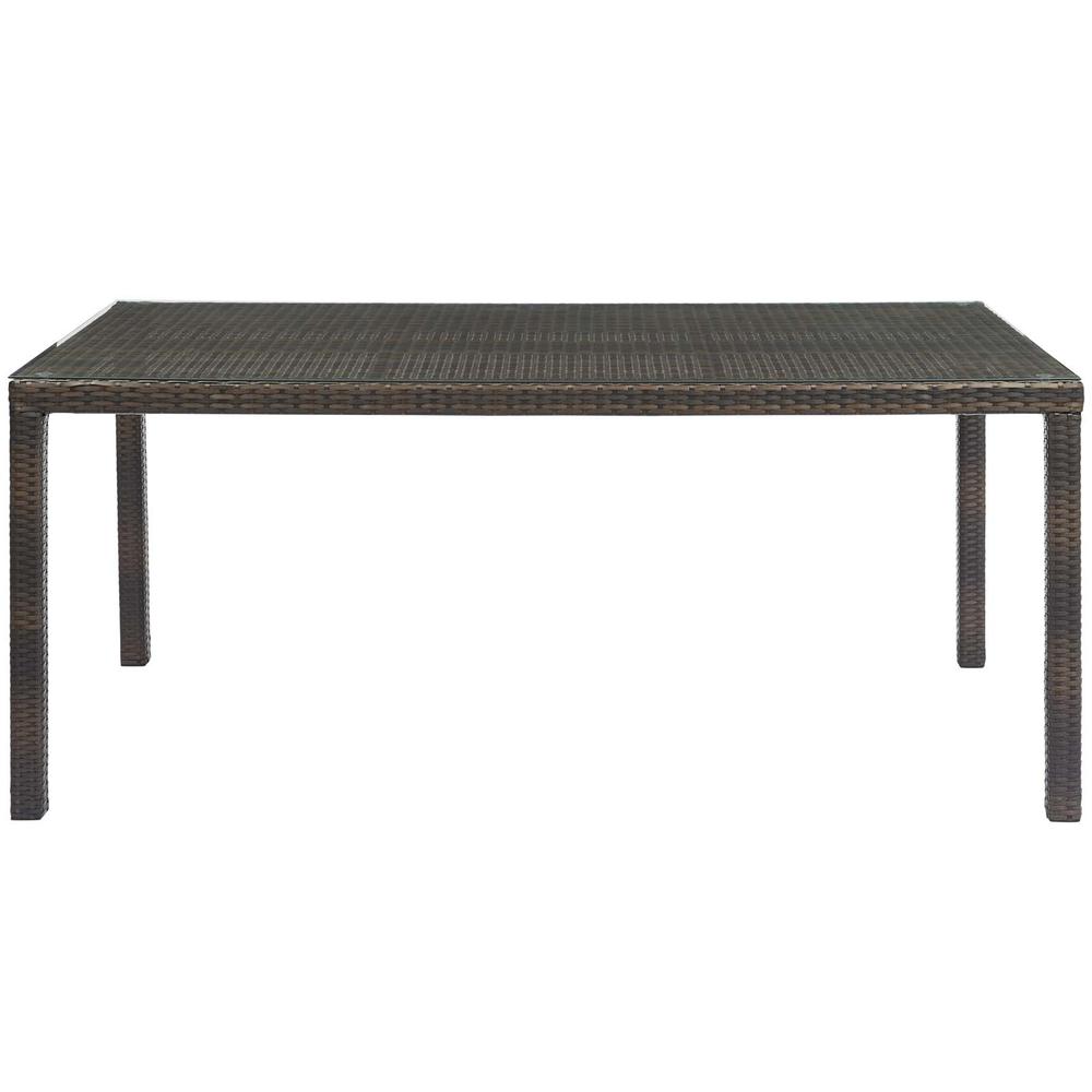 Conduit 70" Outdoor Patio Wicker Rattan Dining Table. Picture 3