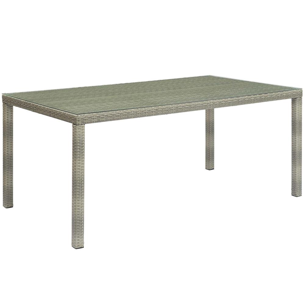 Conduit 70" Outdoor Patio Wicker Rattan Dining Table. Picture 1