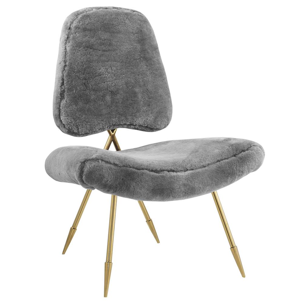 Ponder Upholstered Sheepskin Fur Lounge Chair. The main picture.