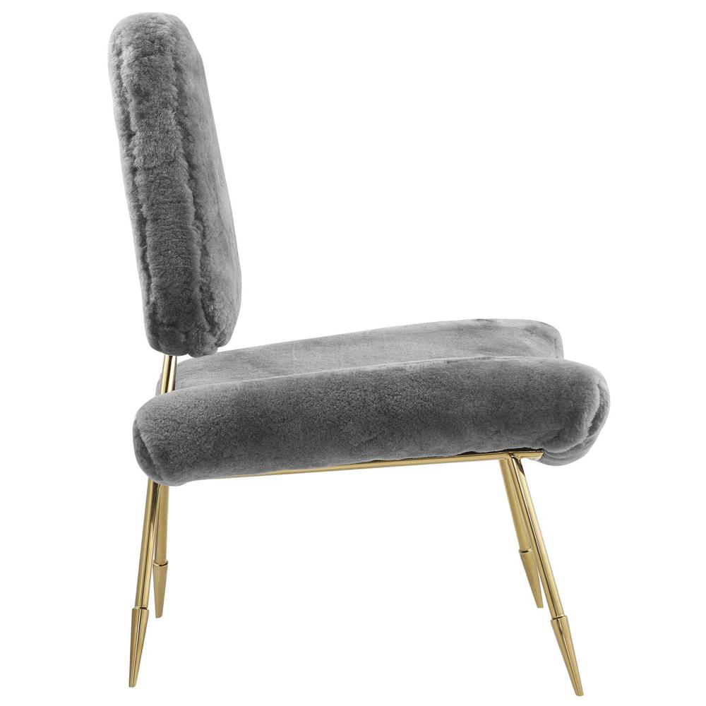 Ponder Upholstered Sheepskin Fur Lounge Chair. Picture 3