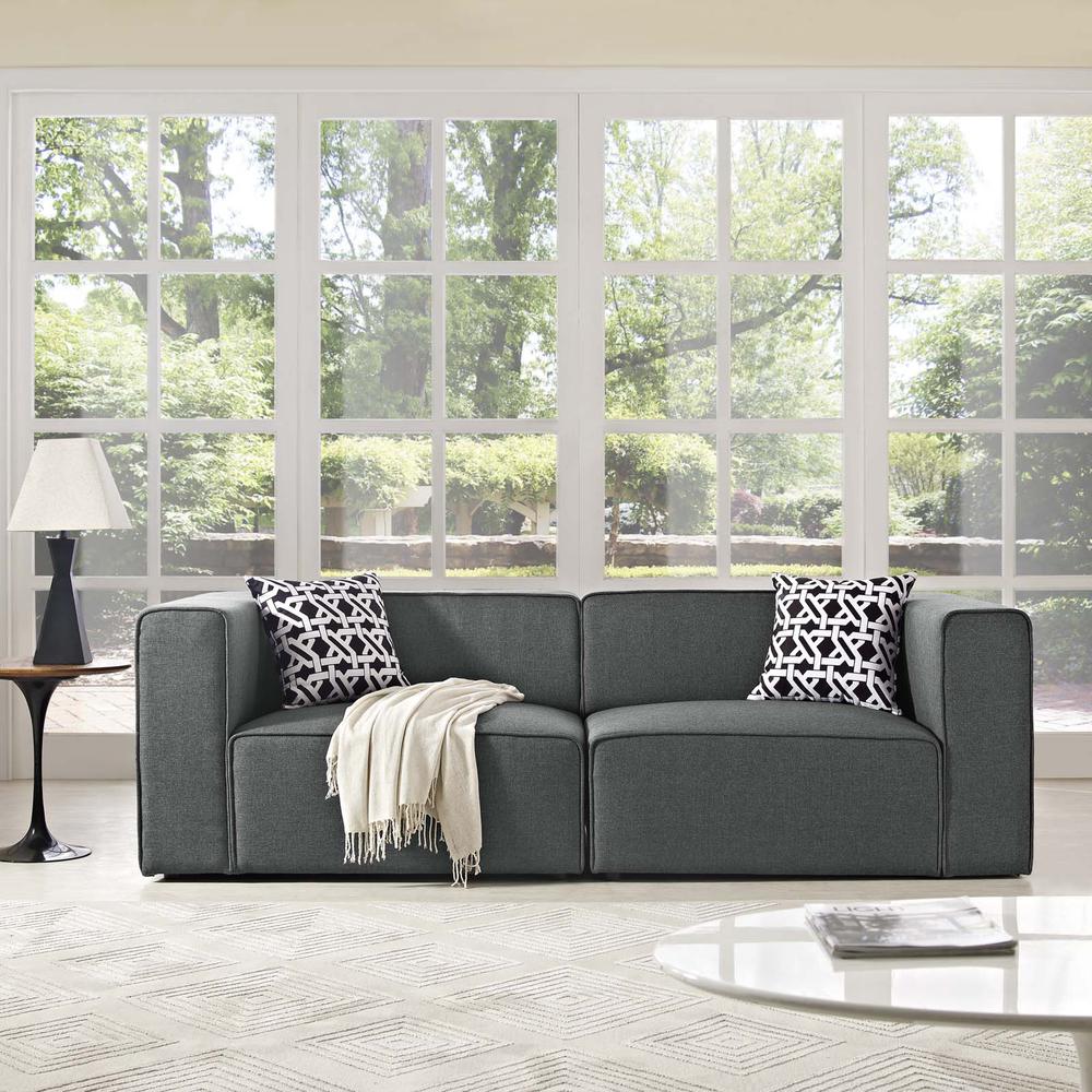 Mingle 2 Piece Upholstered Fabric Sectional Sofa Set. Picture 5