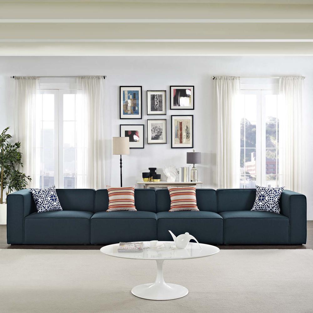 Mingle 4 Piece Upholstered Fabric Sectional Sofa Set. Picture 5