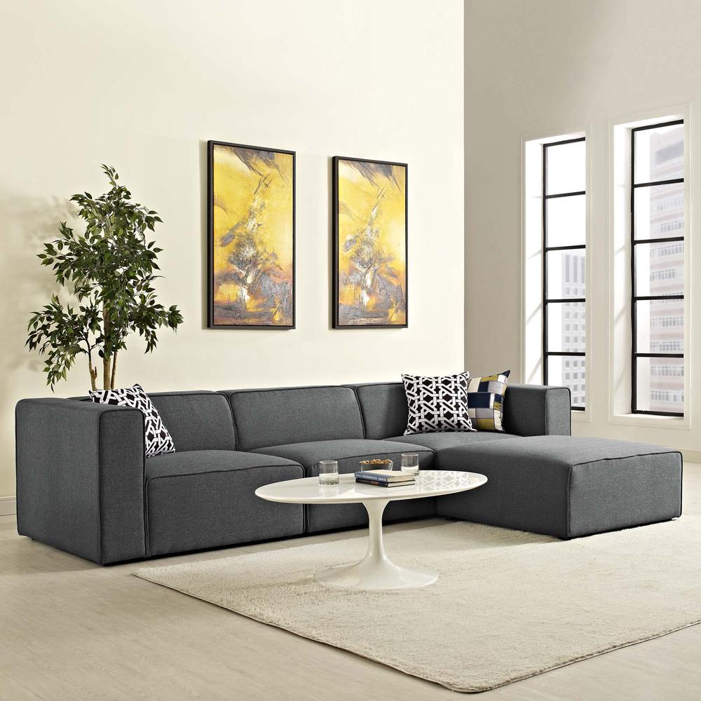 Mingle 4 Piece Upholstered Fabric Sectional Sofa Set. Picture 5