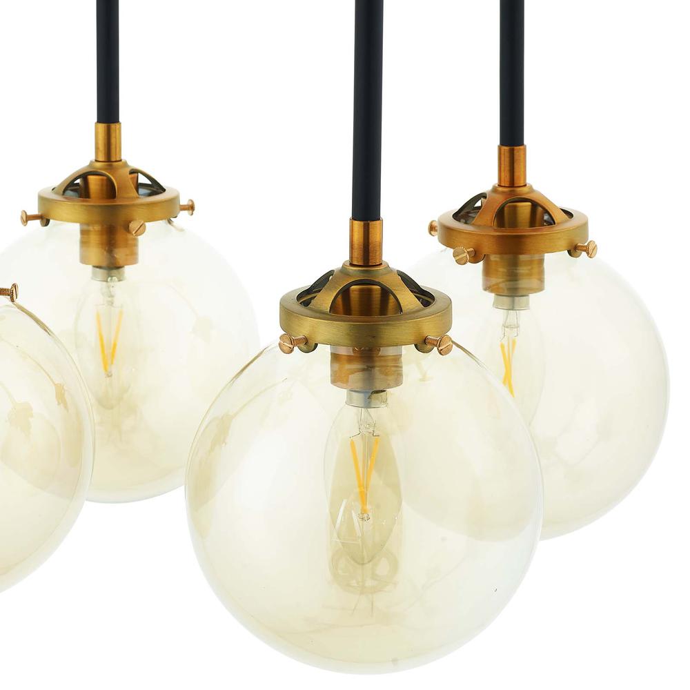 Ambition Amber Glass And Antique Brass 8 Light Pendant Chandelier -  EEI-2883. Picture 3