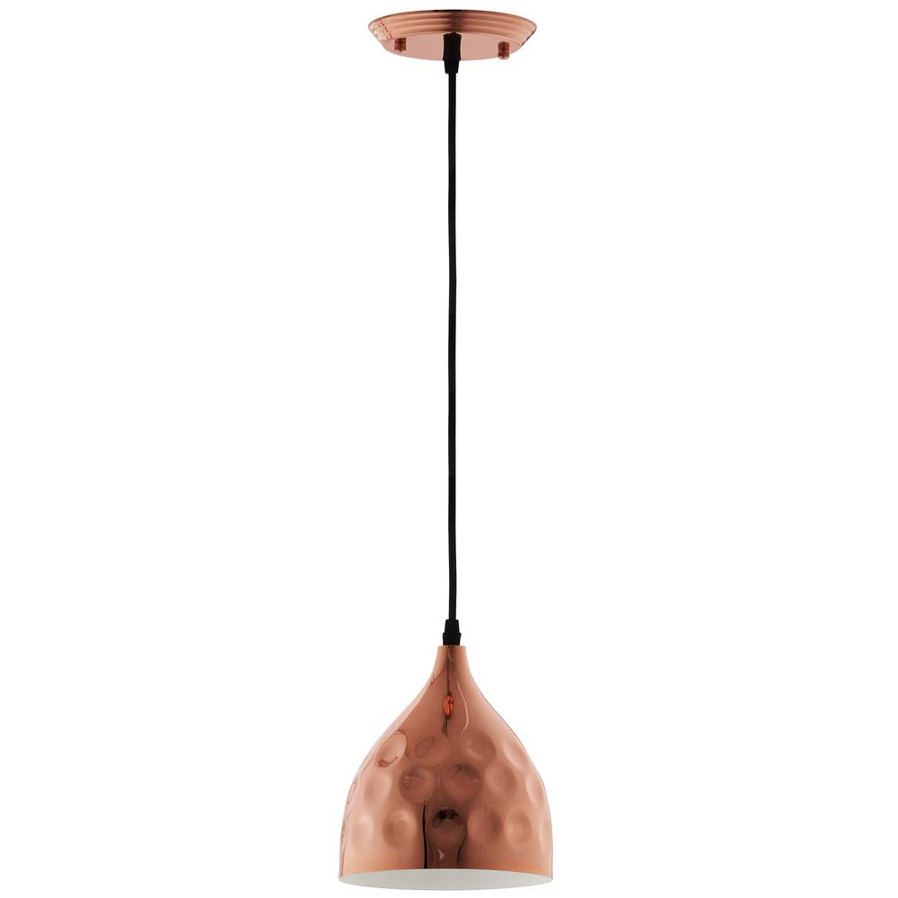 Dimple 6.5" Bell-Shaped Rose Gold Pendant Light. Picture 1