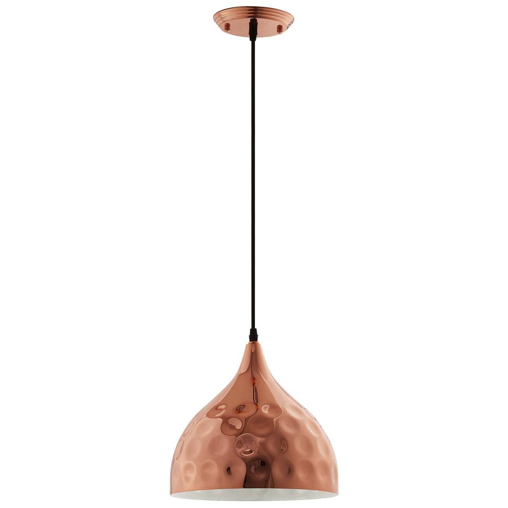 Dimple 11" Bell-Shaped Rose Gold Pendant Light. Picture 1
