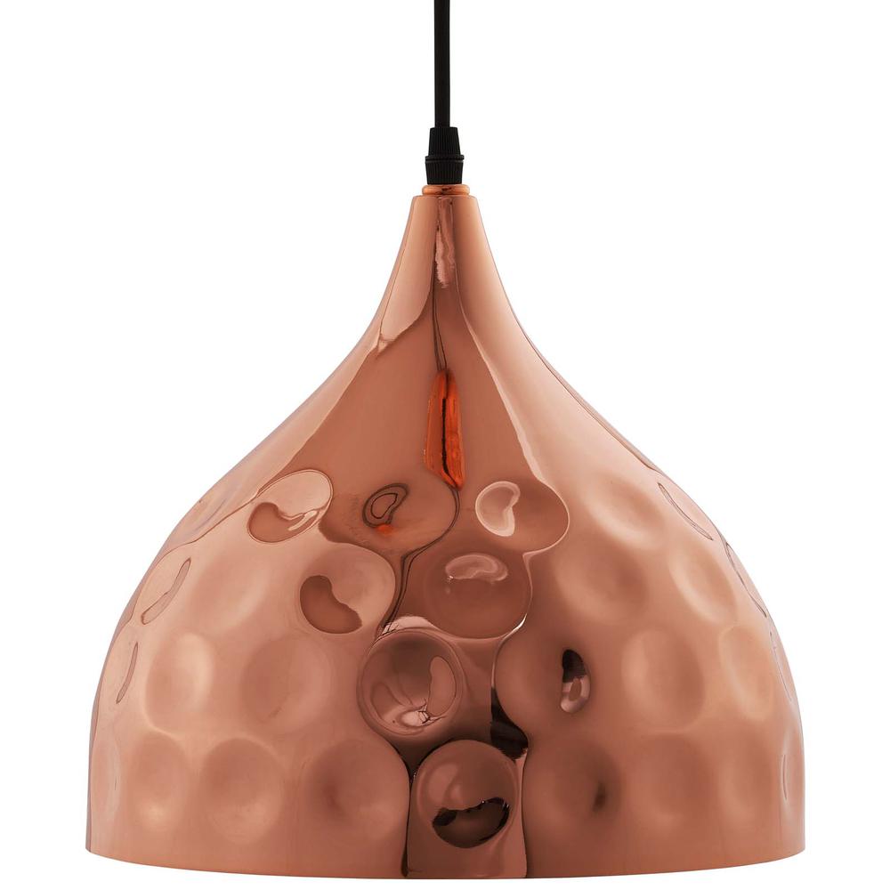 Dimple 11" Bell-Shaped Rose Gold Pendant Light. Picture 2
