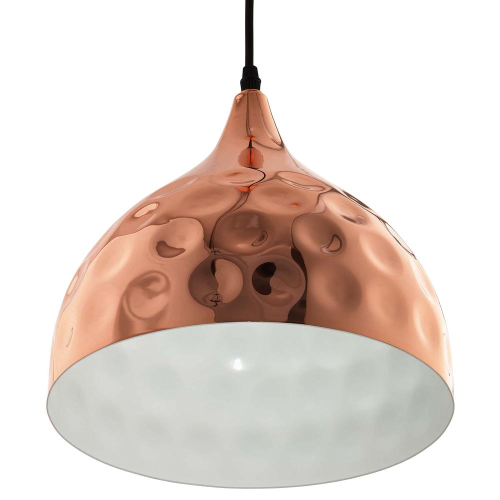Dimple 11" Bell-Shaped Rose Gold Pendant Light. Picture 3